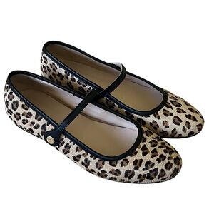 Rosaé Rosae Paris Les Georges Leather Leopard Mary Jane Flats FR 41 / US 10